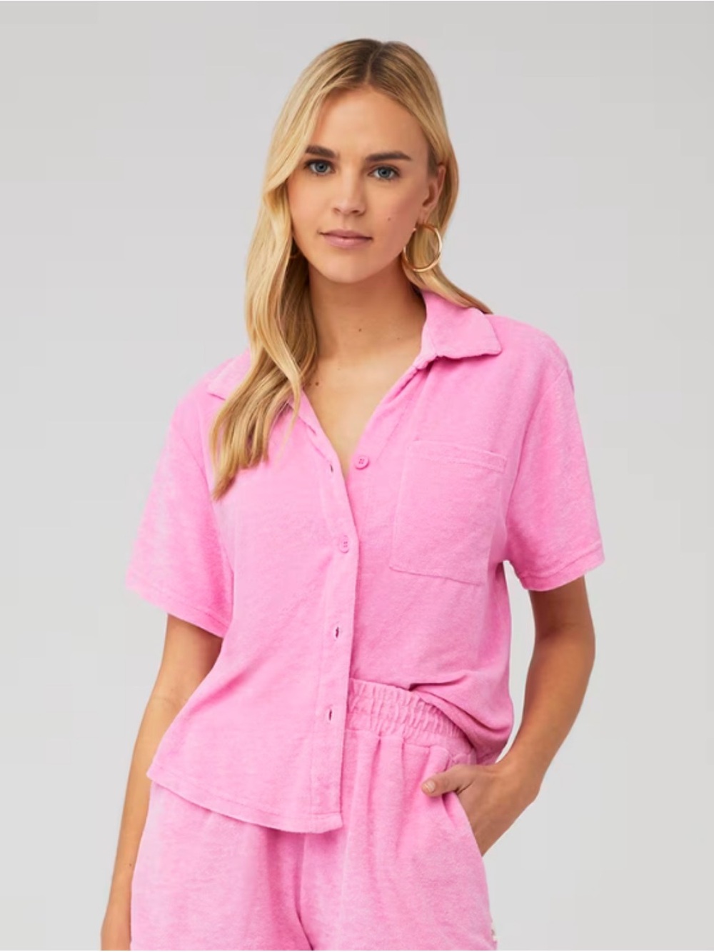 ARAMINTA JAMES Women's Terry Shirt Button Down Top Size Small